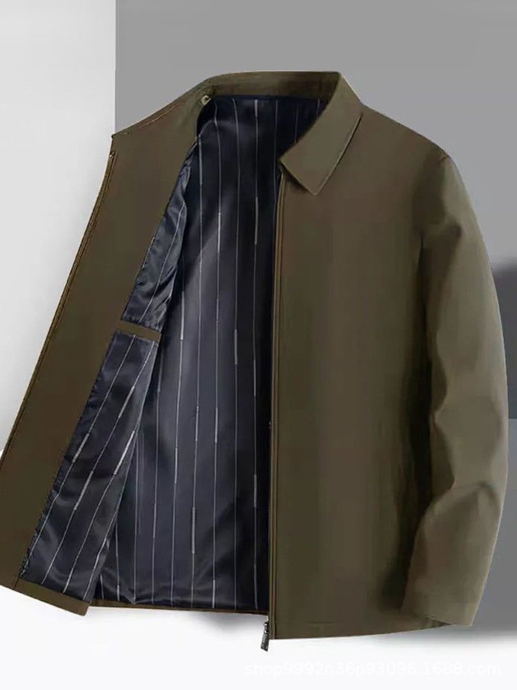 Spring and Autumn Jackets for Middle-Aged and Elderly Men, Lapel Jackets, Autumn Business Casual Men's Clothing for Dads and Seniors - Image 3