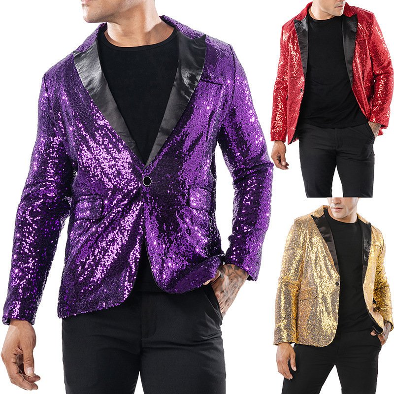 European and American Performance Suits, Gold Sequin Suits, Korean Suits, Nightclub Men's Clothing, Host Emcee Studio Jackets - Image 3
