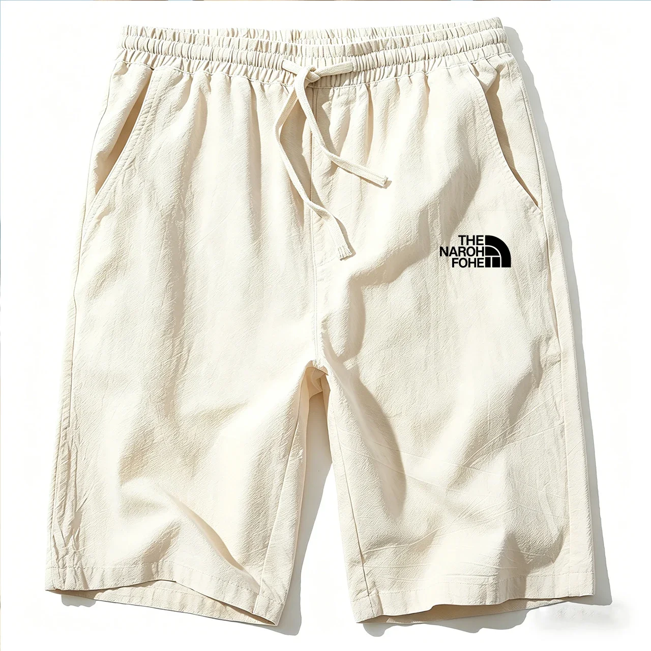 Men Cotton Linen Shorts Summer Lightweight Breathable Casual Beach Style Shorts Basic Solid Color Sweatpants Elastic Waist - Image 7