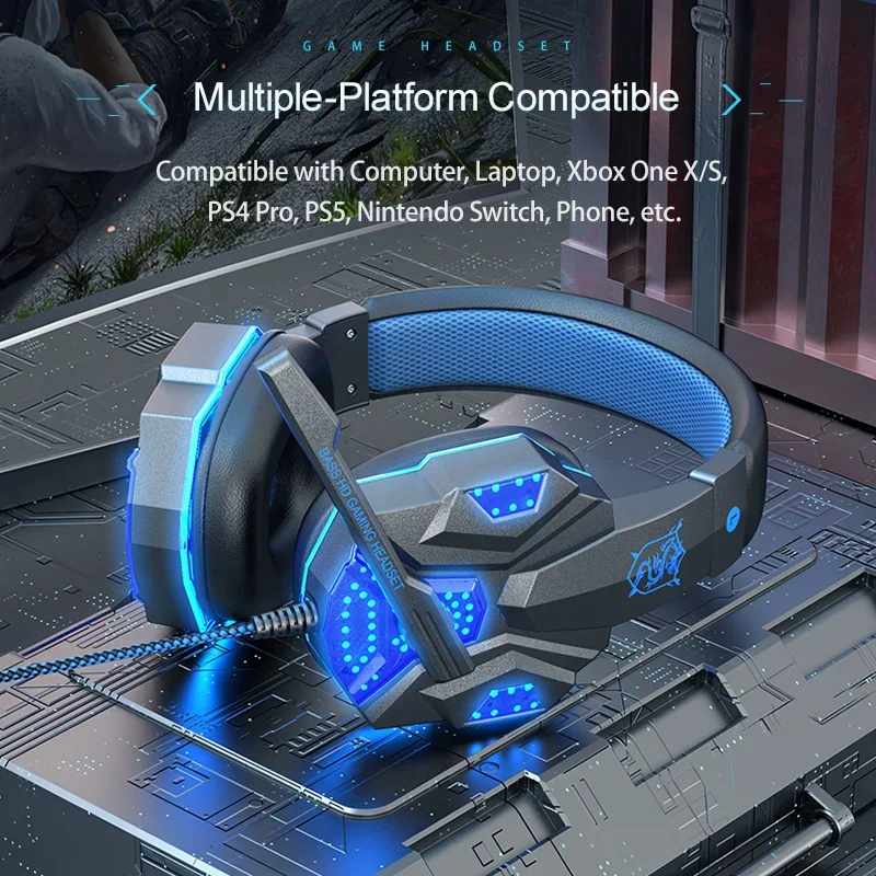 HOMEFISH SY830MV RGB Gaming Headset with Microphone Over-Ear Wired Headphones Drivers Lightweight for PC PS5 Xbox Switch - Image 3