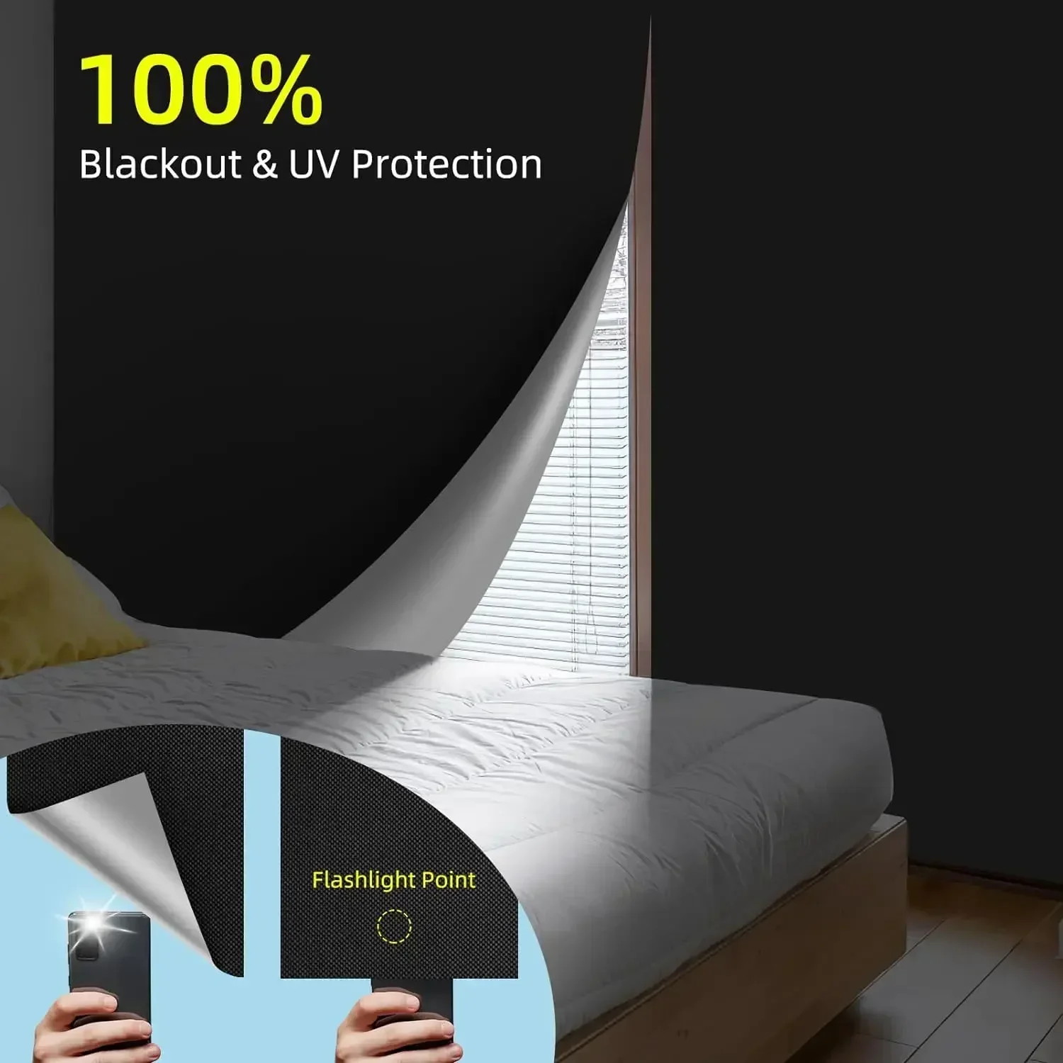 Customizable size 100% Blackout Curtain Self-adhesive Portable Travel Window Shades For Living Room Bedroom Home Window - Image 3