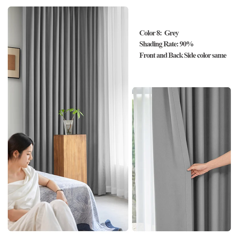 Custom size 300cm Height 80-95% shading Rate Blackout Curtain for Bedroom Window Living Room Drapes,Front and Back Color Same - Image 9