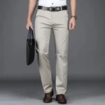 S075cf6a89ada40e9bbf40e50f0051554h.webp Classic Style Summer Men's Thin Cotton Casual Pants Business Fashion Stretch Loose Straight Beige Trousers Male Brand Clothes
