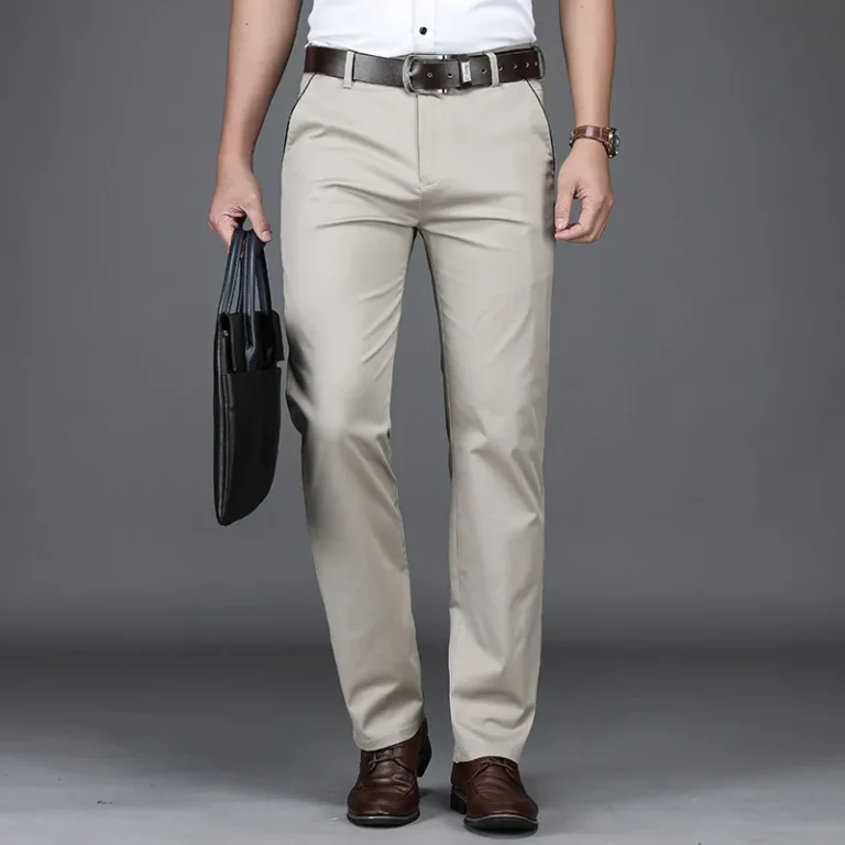 S075cf6a89ada40e9bbf40e50f0051554h.webp Classic Style Summer Men's Thin Cotton Casual Pants Business Fashion Stretch Loose Straight Beige Trousers Male Brand Clothes