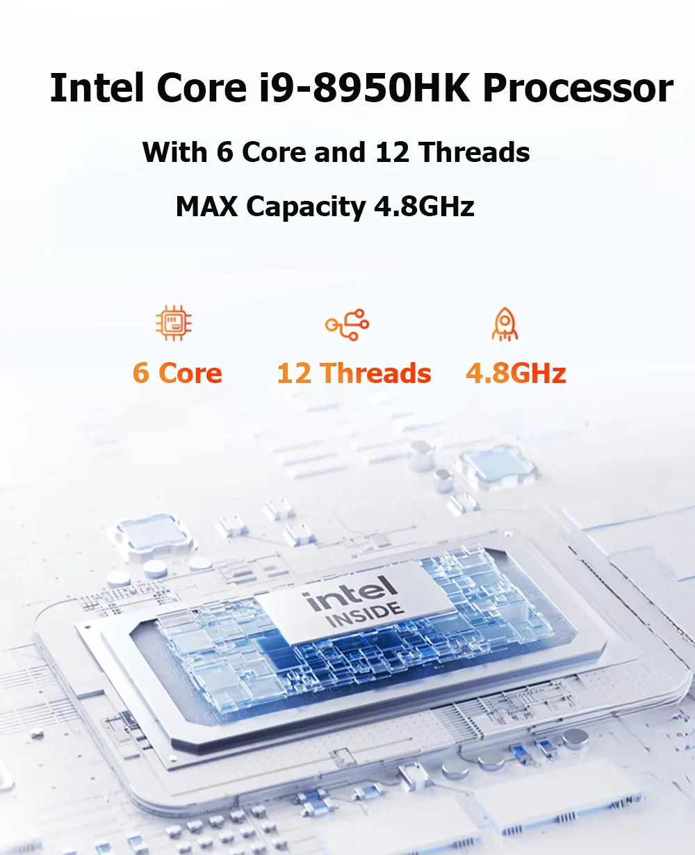 NEW Mini PC Intel Core i9 8950HK 16GB RAM 1/2TB SSD Bluetooth 5.2 WiFi6 1000M Ethernet Windows 11 Gaming Office PC - Image 4