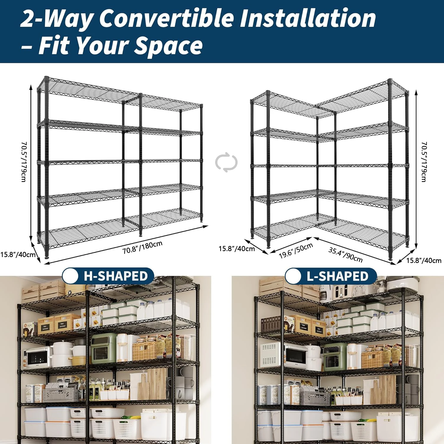 Heavy Duty Storage Shelves 4/5 Tiers Metal Shelving Unit Adjustable Organization Pantry Shelves for Kitchen Garage Commercial - Image 8