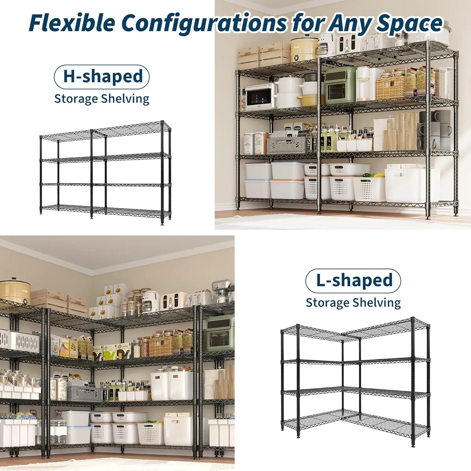 Heavy Duty Storage Shelves 4/5 Tiers Metal Shelving Unit Adjustable Organization Pantry Shelves for Kitchen Garage Commercial - Image 5