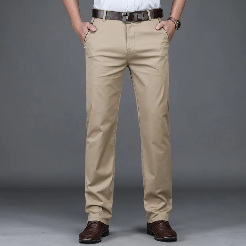 Classic Style Summer Men's Thin Cotton Casual Pants Business Fashion Stretch Loose Straight Beige Trousers Male Brand Clothes - Image 9