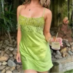 S0c90091ee8cd4d279d52fc00e17d9704p.webp Chic High End Sequin Tassel Satin Dress Women's Elegant Straps Low Neck Mini Vistidos 2026 Stylish Back Zipper Beach Party Gown