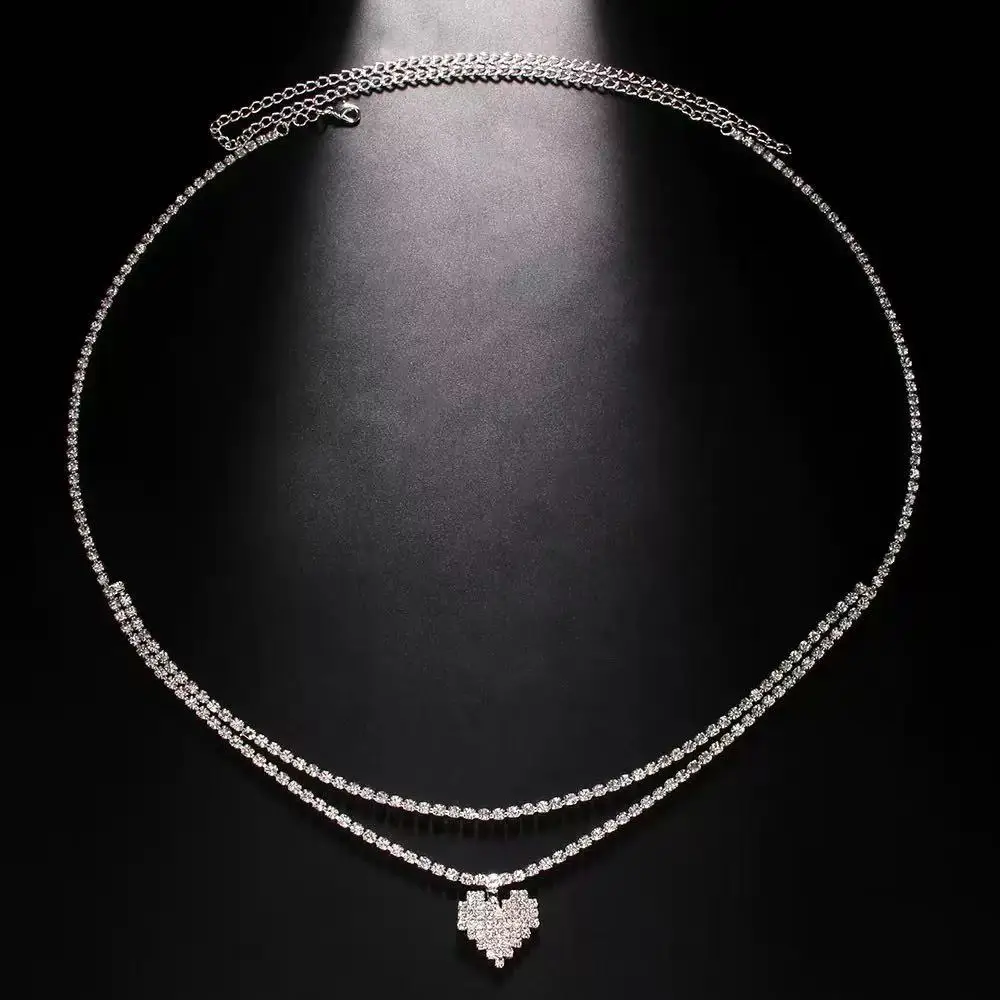 Luxury Rhinestone Double Chain Water Drop Waist Chains Body Jewelry for Women Crystal Body Belly Chain Body Decoration Accessory - Image 5