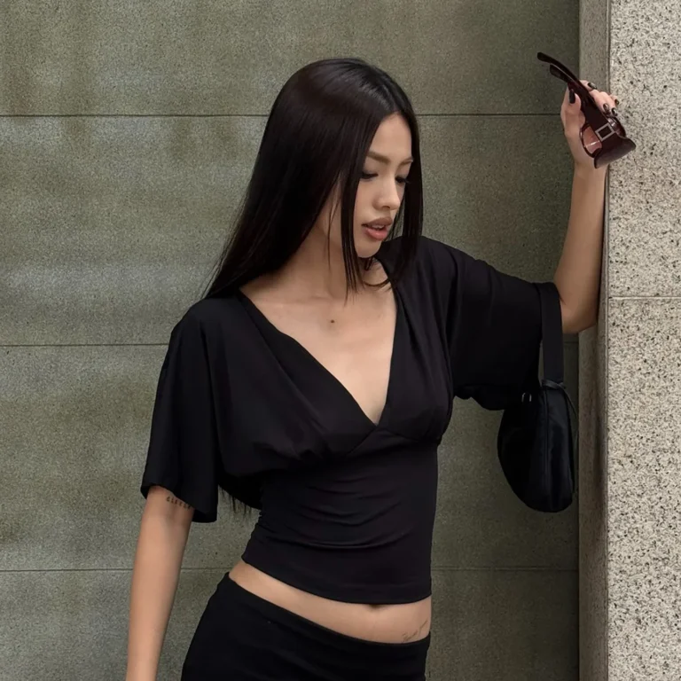 S0f03f208bdaa45799aeb5d3d3868c45cf.webp Women's Lace Patchwork Deep V Neck Tie Up Slim Fit Half Sleeve T-Shirt Crop Top