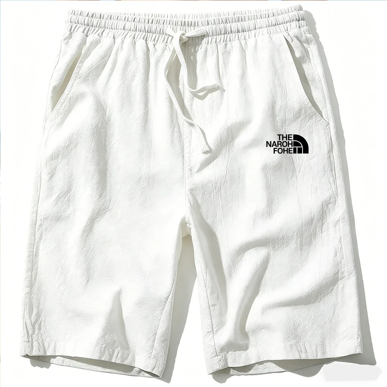 Men Cotton Linen Shorts Summer Lightweight Breathable Casual Beach Style Shorts Basic Solid Color Sweatpants Elastic Waist - Image 2