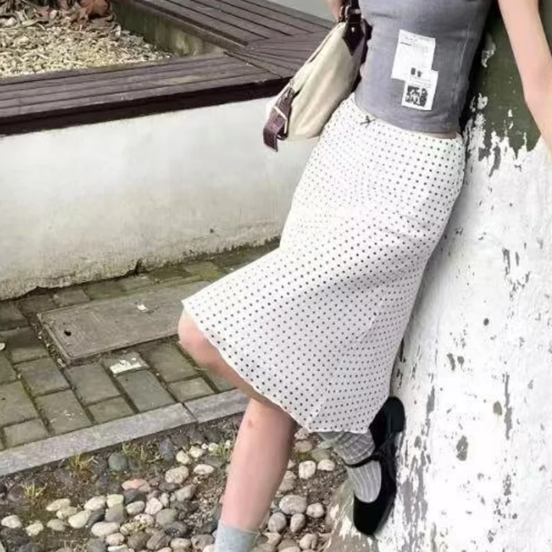 Spring Summer Women's Long Skirt High Waist A-line Skirt Ladies Korean Fashion Solid Pink Fishtail Skirts for Women - Image 3