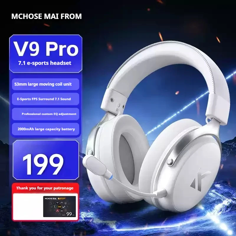 Auriculares inalámbricos Bluetooth MCHOSE V9 pro con micrófono de tres modos, reducción de ruido, sonido dinámico, baja latencia, ideales para oficina y juegos. - Image 6