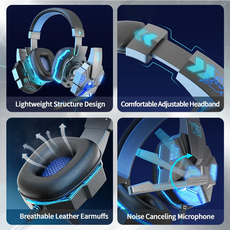 HOMEFISH SY830MV RGB Gaming Headset with Microphone Over-Ear Wired Headphones Drivers Lightweight for PC PS5 Xbox Switch - Image 6