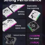 S1fbd2b150a1e48b0a0e831ef4fb96c98L.webp Coolcirc DL-2 120mm ARGB Cooling Fan Modular Wireless Stackable Splicing 800-2000RPM PWM Silent for Gaming PC Case Water Cooler