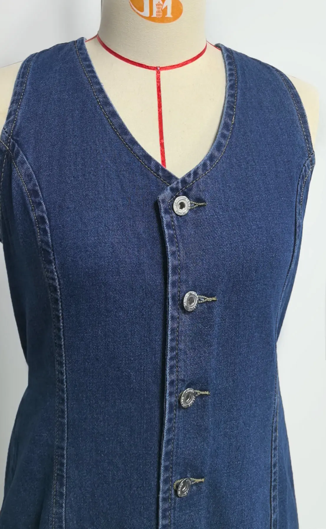 Denim Dress Women Mid Length Dresses Vest Vestidos Y2k Streetwear Elegant Splice Party Night Work V Neck Sleeveless Tight Waist - Image 6