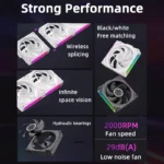 S24c0258ac4e6406f98abab88f7a1ddceC.webp Coolcirc DL-2 120mm ARGB Cooling Fan Modular Wireless Stackable Splicing 800-2000RPM PWM Silent for Gaming PC Case Water Cooler