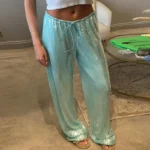S25fda773b06740d9b2e0c10743b0e878t.webp Chic Sequined Women's Trouser Mid-Waist Lace Up Lady Straight Mop Pants 2026 Summer Autumn Fashion Female Bottoms Vacation