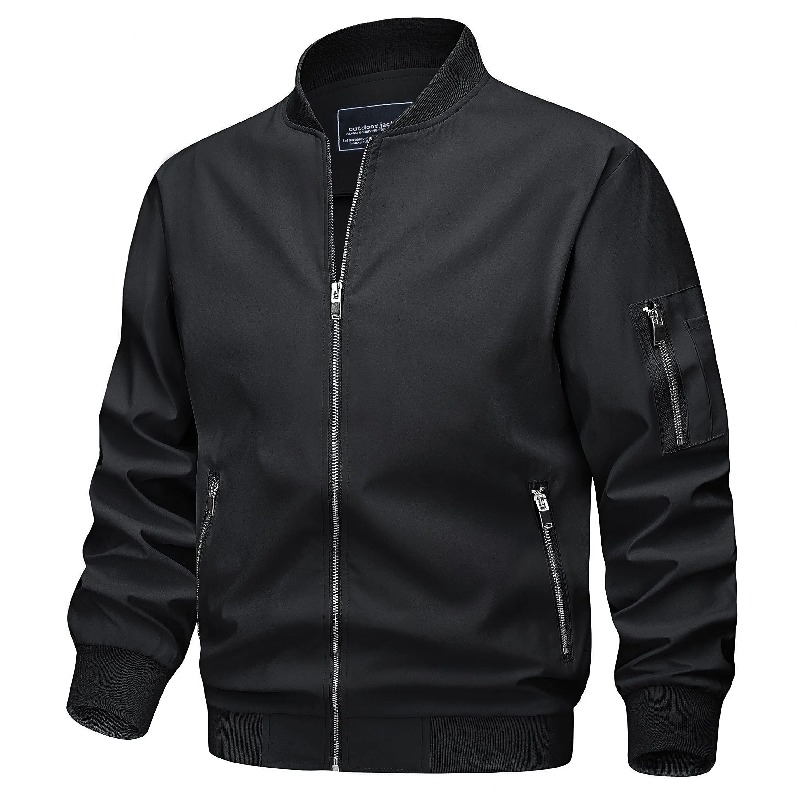 TACVASEN Spring Fall Thin Bomber Jackets Mens Jacket Lightweight Casual Windbreaker Zip Pockets Coats Biker Outwear Outdoor Male - Image 11