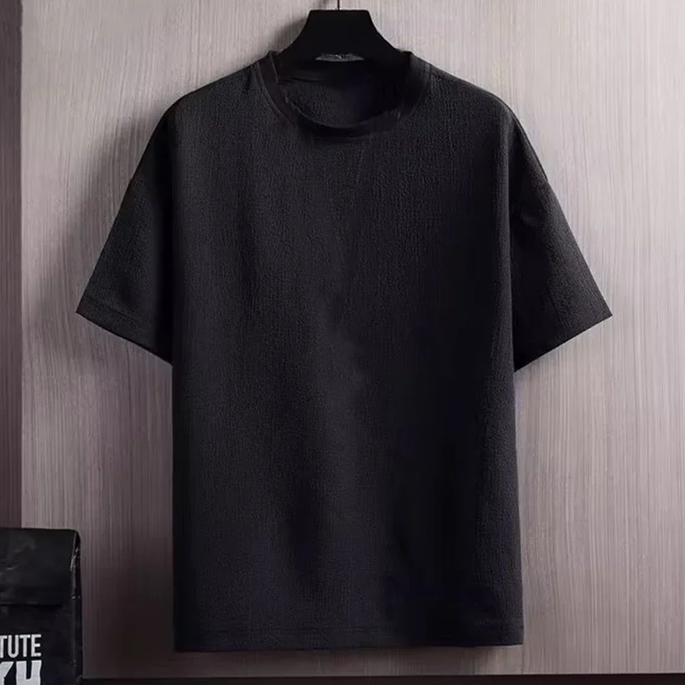 New Men's Casual T Shirt Ant Wrinkles T-Shirt Summer Half-Sleeved Loose Fashion T Shirt Base Shirt Solid Handsome Short-Sleeved - Image 7