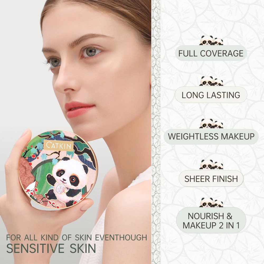 CATKIN Panda Land Full Coverage Cushion Fondation, Breathable Hydrating Nourishing Poreless Face Makeup Save for Sensitive Skin - Image 2
