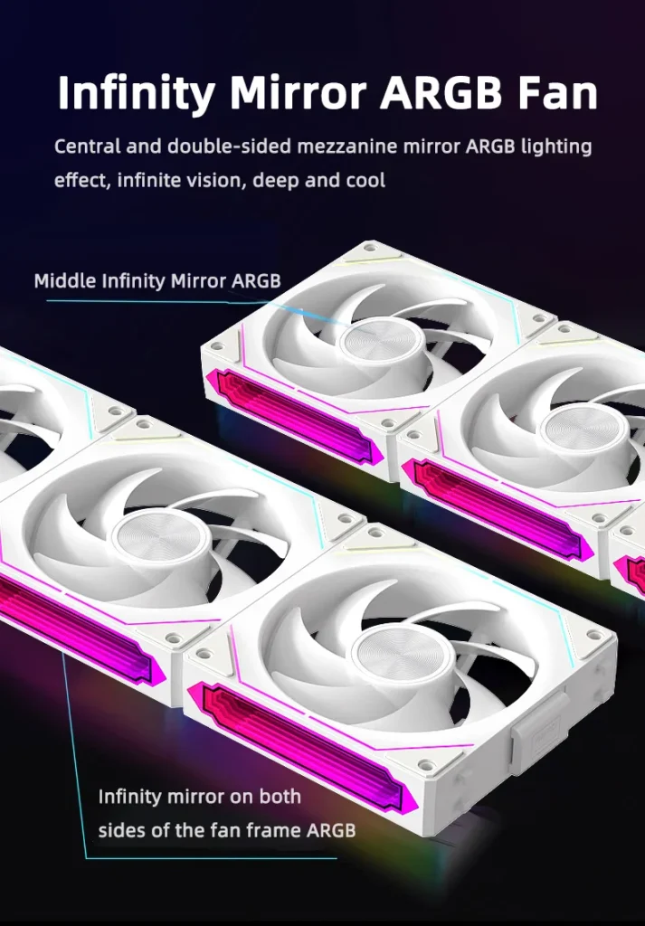 S2c12f04c50cd45a99bc4b79eaa4c10be8.webp Coolcirc DL-2 120mm ARGB Cooling Fan Modular Wireless Stackable Splicing 800-2000RPM PWM Silent for Gaming PC Case Water Cooler