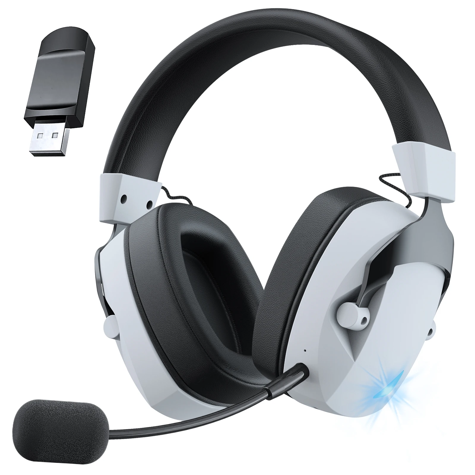 Gaming Headset with Detachable Noise Cancelling Microphone,2.4G Bluetooth-USB-3.5mm Wired Jack 3 Modes for Multi-device - Image 8