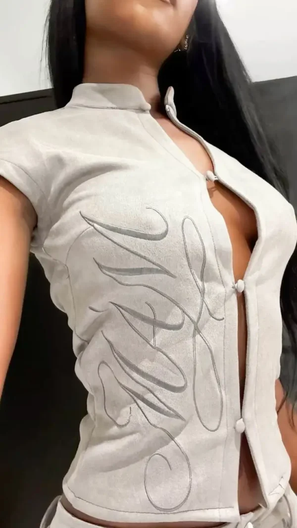 S3070ac451ccd414fb6eaed5d534822223.webp Y2K women's clothing Retro embroidered tops slimming sexy fashionable street trend simple high-end fashionable hotsweet Harajuku
