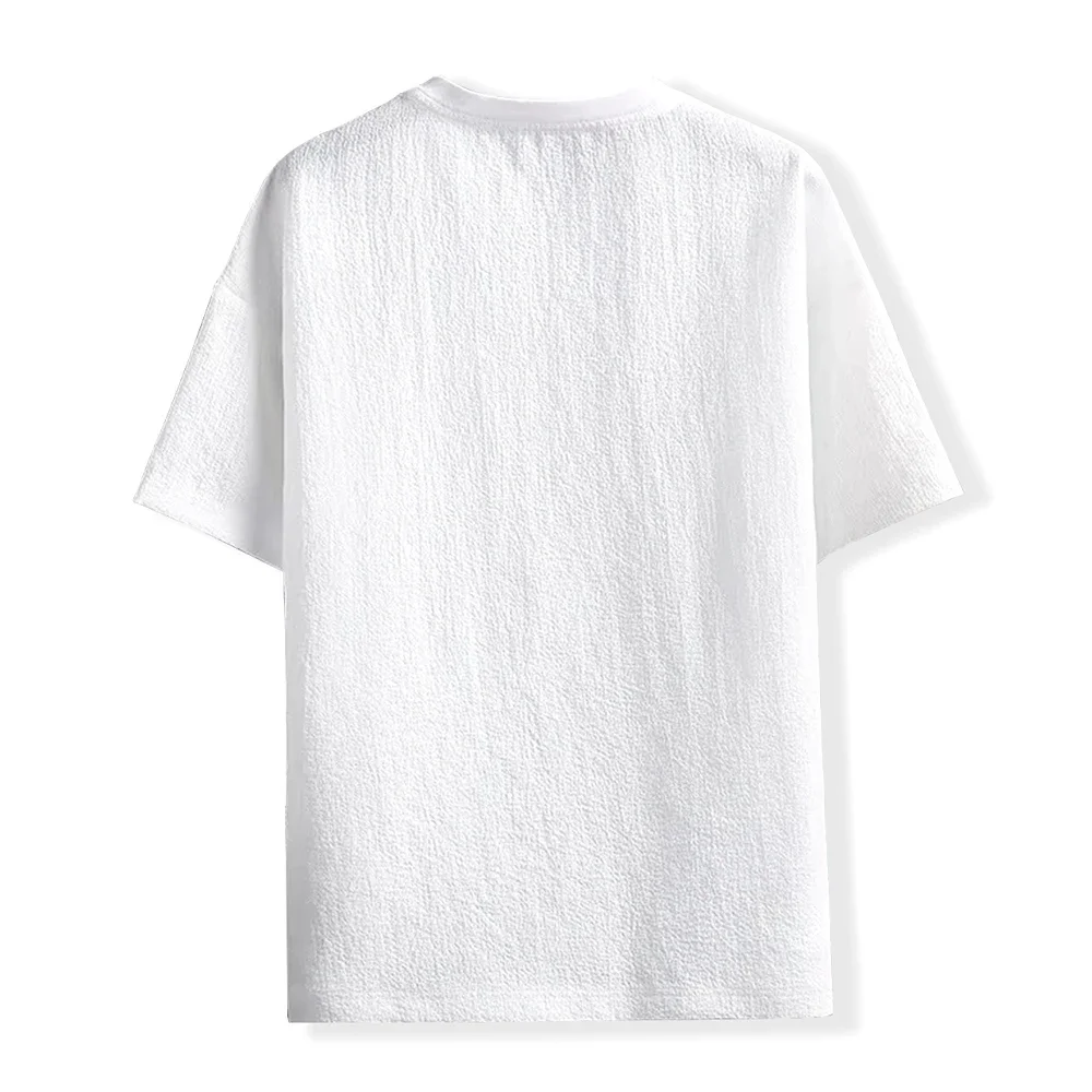New Men's Casual T Shirt Ant Wrinkles T-Shirt Summer Half-Sleeved Loose Fashion T Shirt Base Shirt Solid Handsome Short-Sleeved - Image 3