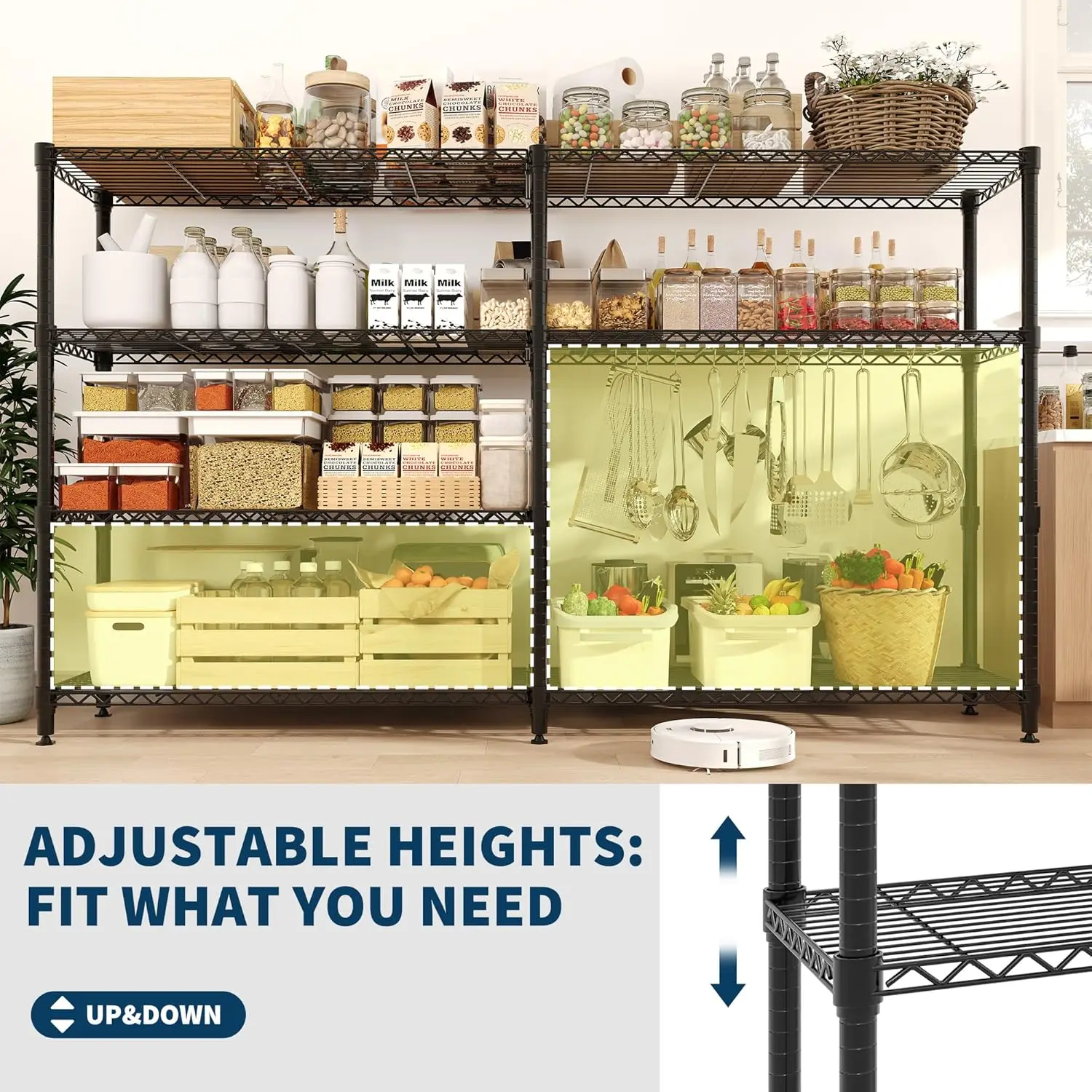 Heavy Duty Storage Shelves 4/5 Tiers Metal Shelving Unit Adjustable Organization Pantry Shelves for Kitchen Garage Commercial - Image 4