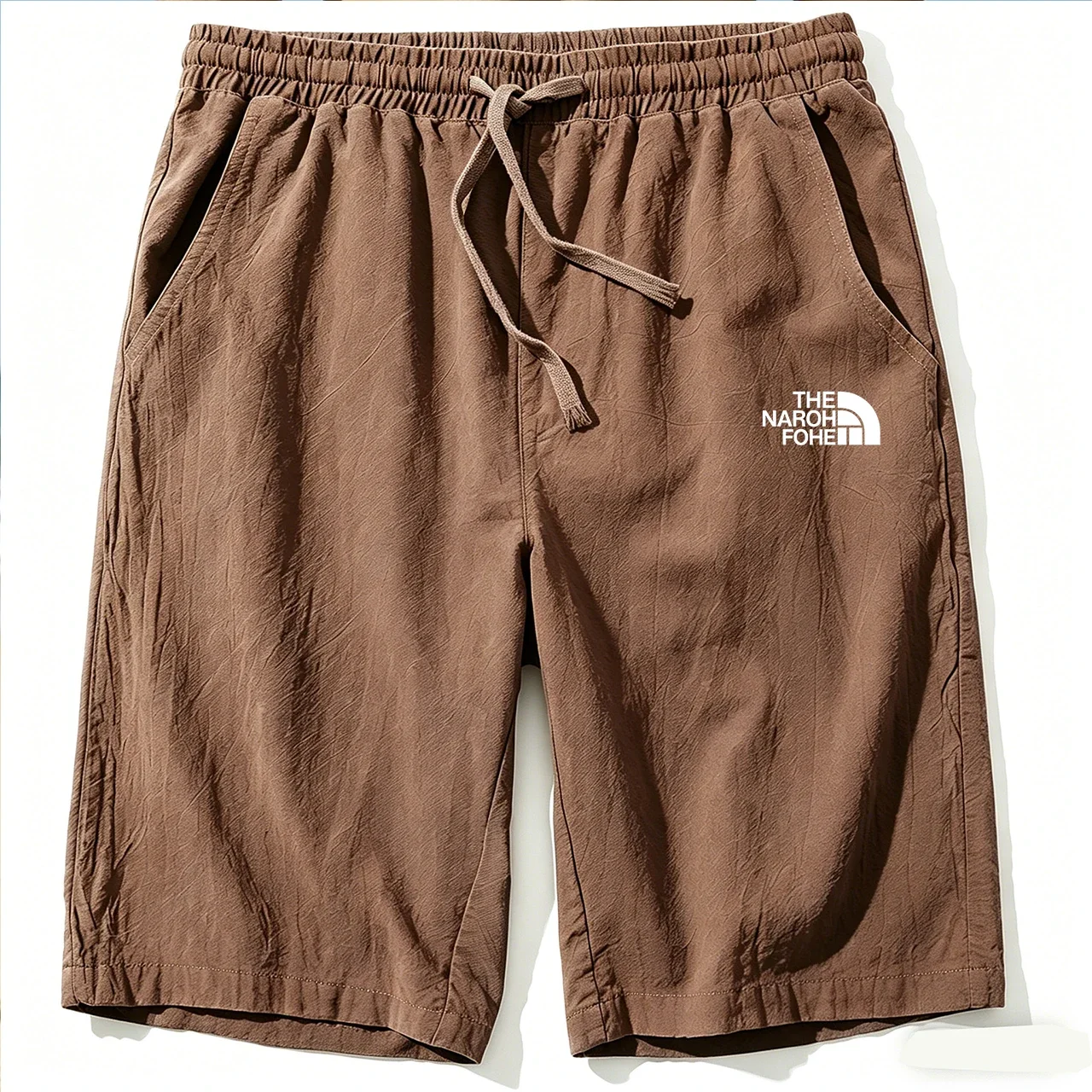 Men Cotton Linen Shorts Summer Lightweight Breathable Casual Beach Style Shorts Basic Solid Color Sweatpants Elastic Waist - Image 4