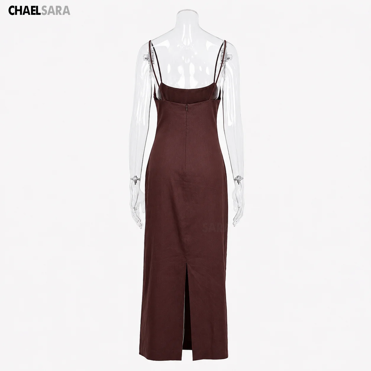 High Quality 2026 Summer New Women Fashion Linen Strap Midi Holiday Dress Casual Solid Zipper Slim Elegance Party Dresses Ladies - Image 4