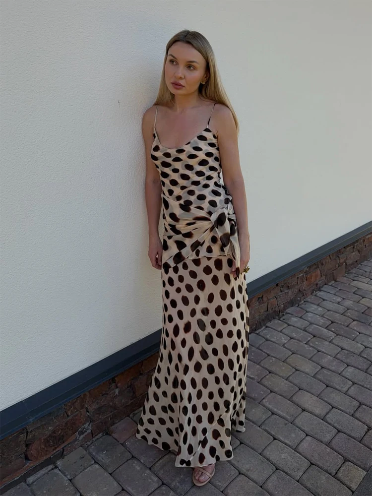 Retro Polka Dot Sling Maxi Dress Woman Sexy U-neck Sleeveless Waist-cinching Bodycon Dresses 2026 Summer Party Vacation Robes - Image 6