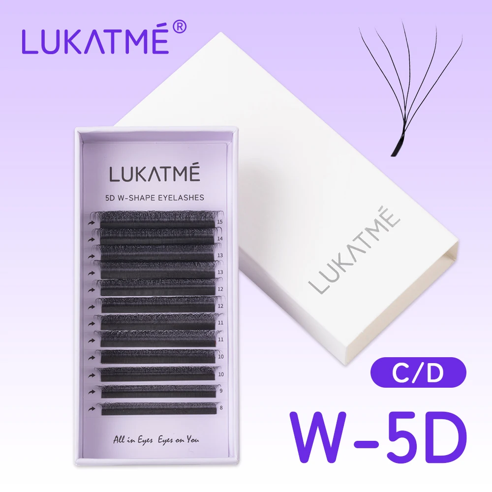 LUKATME 5D W Eyelash Extensions C/D Curl 8-15mm W Shaped 5D Fans False Lashes Mega Volume 5D Eyelash for Makeup
