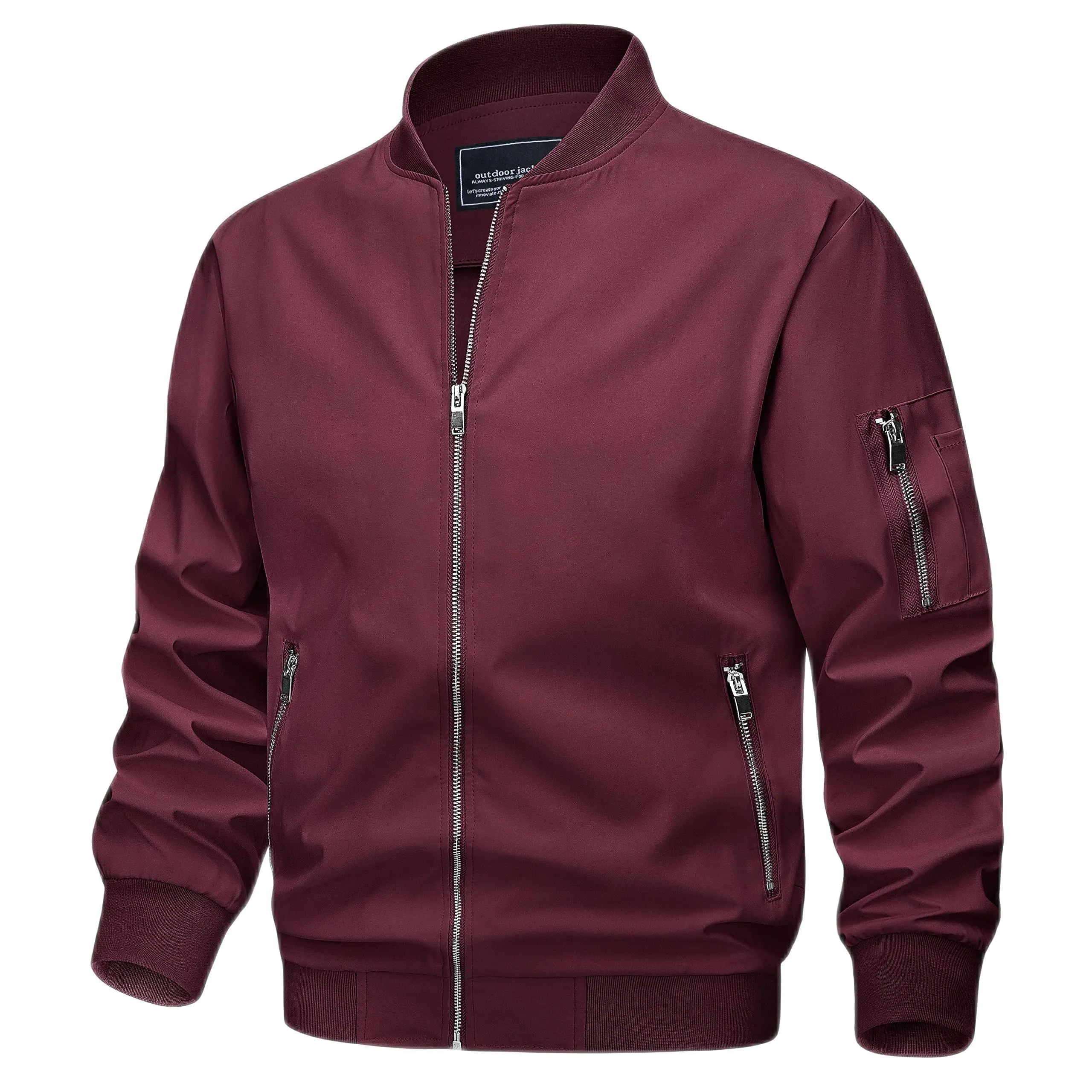 TACVASEN Spring Fall Thin Bomber Jackets Mens Jacket Lightweight Casual Windbreaker Zip Pockets Coats Biker Outwear Outdoor Male - Image 21