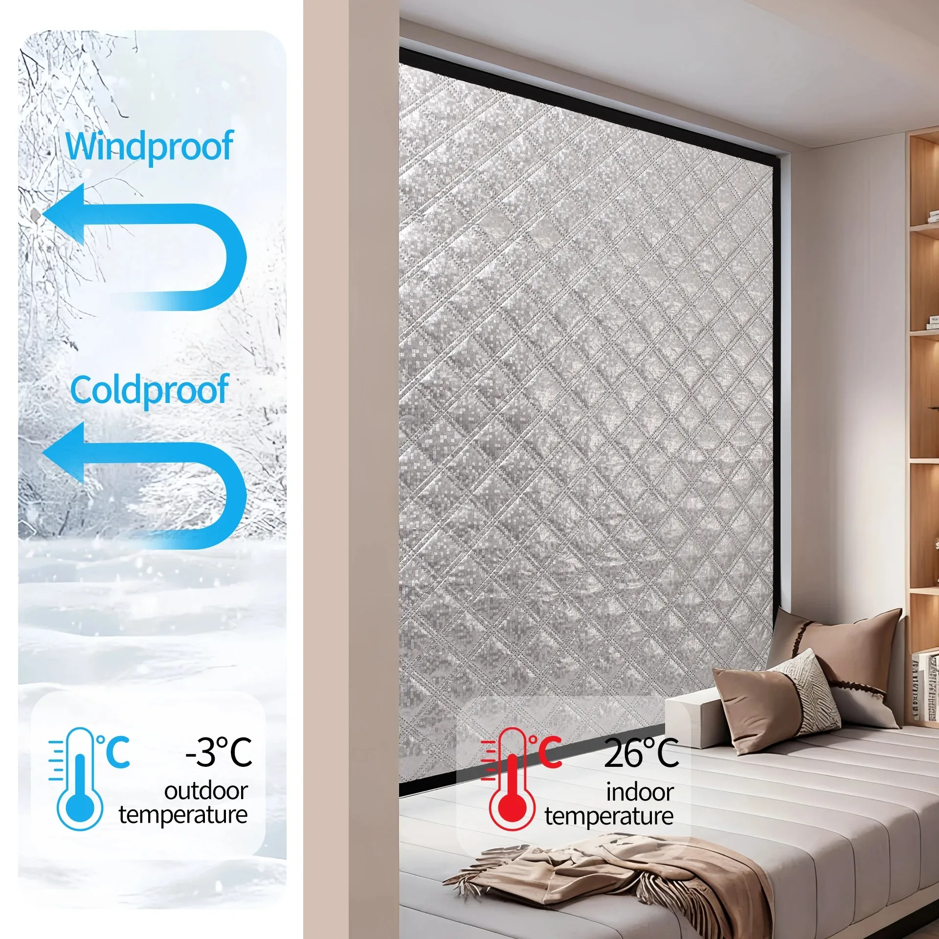 Windproof thermal curtain winter bedroom windproof thermal artifact heat storage insulation film cold seal Windows waterproof - Image 4