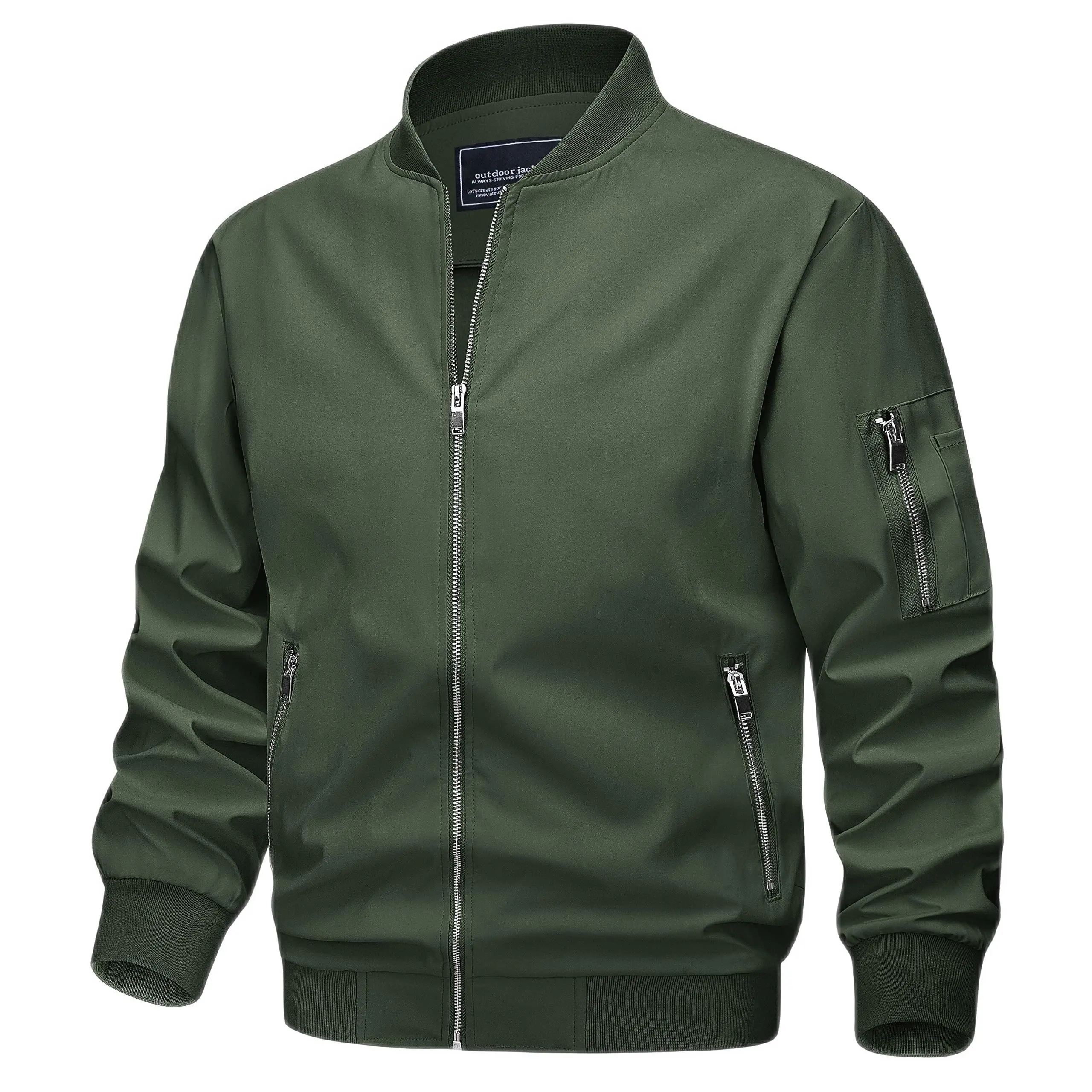 TACVASEN Spring Fall Thin Bomber Jackets Mens Jacket Lightweight Casual Windbreaker Zip Pockets Coats Biker Outwear Outdoor Male - Image 15