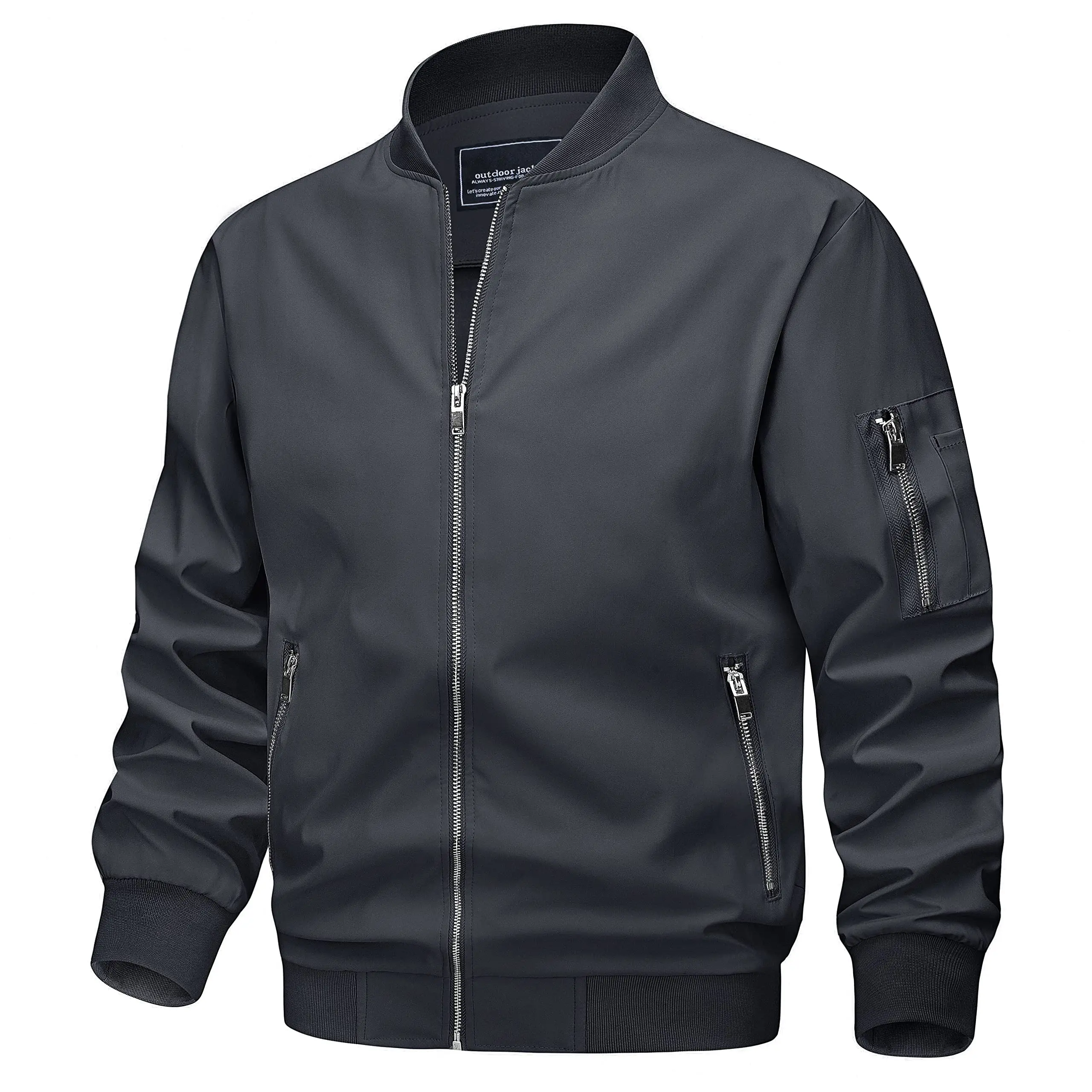 TACVASEN Spring Fall Thin Bomber Jackets Mens Jacket Lightweight Casual Windbreaker Zip Pockets Coats Biker Outwear Outdoor Male - Image 8