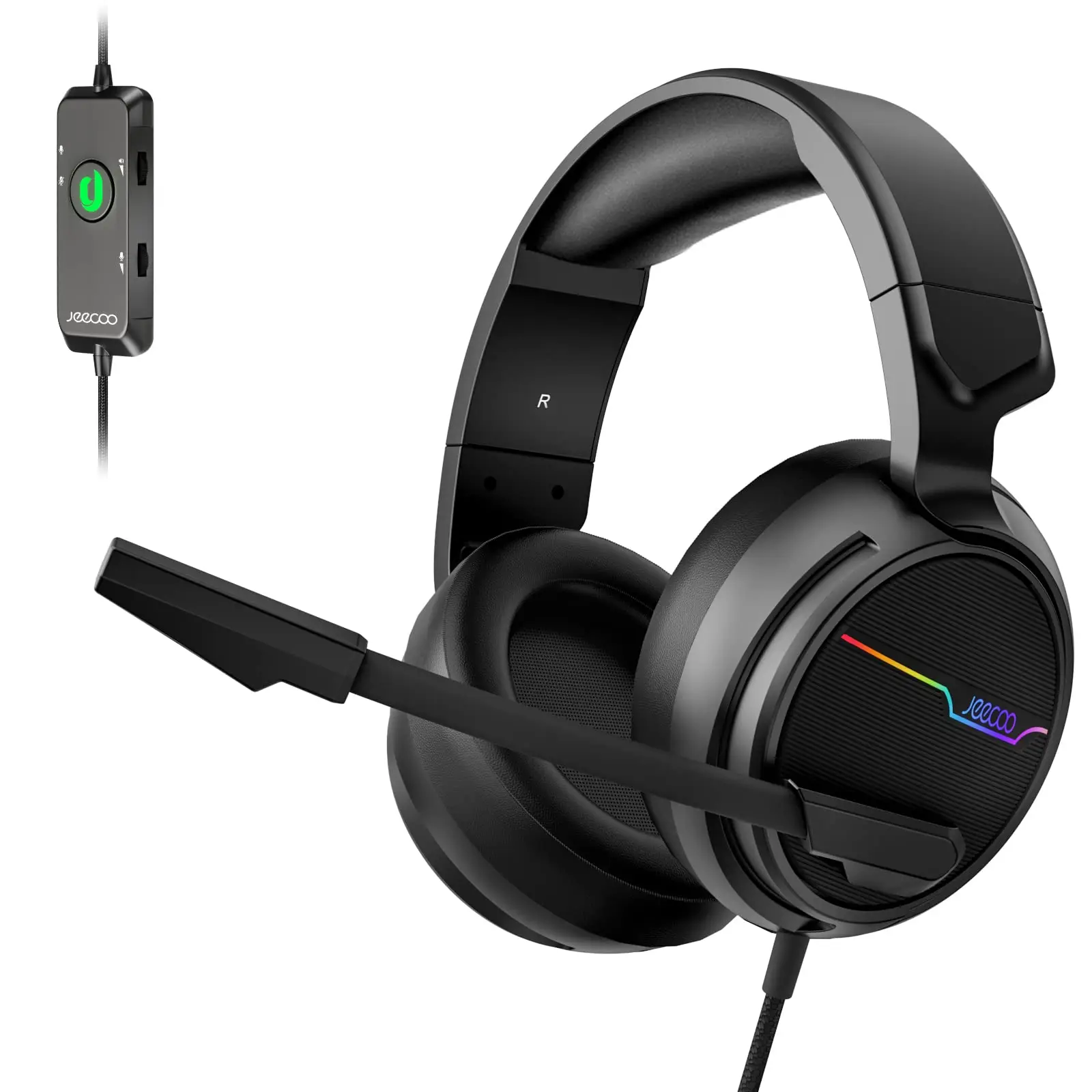 S43e91ead2ac94e6f9a43f827c6b3addcX.webp Jeecoo V20U USB Gaming Headset for Surround Sound Headphones with Noise Cancelling Mic Memory Foam Ear Pads for Laptop Computer