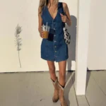 S4470d006fb2a4cfea1368f3cca12c59bq.webp Denim Dress Women Mid Length Dresses Vest Vestidos Y2k Streetwear Elegant Splice Party Night Work V Neck Sleeveless Tight Waist