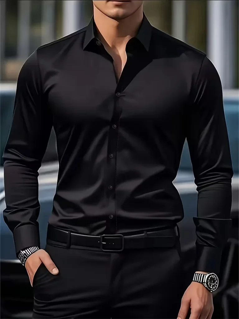 Summer New Men's Long-Sleeve Shirt Business Formal Wear Breathable Lightweight Long-Sleeved Top for Daily Work