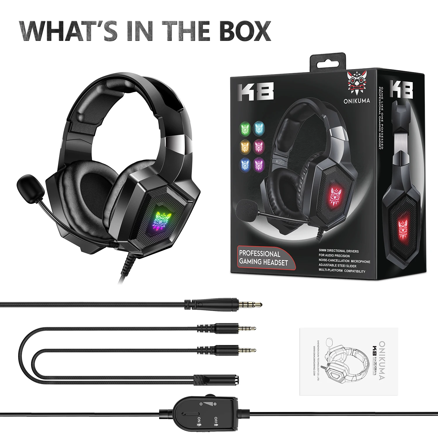 ONIKUMA K8 Gaming Headphones with Flexible HD Mic RGB Light Surround Sound Over-Ear Wired Headset Gamer for PC Gaming Xbox - Image 13