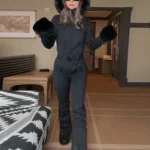 S4a0009664038480b9469aa5012e7c7b8u.webp Women Fur Collar Hooded Skiwear Fashion Solid Thicken Zipper High Waist Slim Outdoor Overalls Jumpsuit Lady Winter Outwear