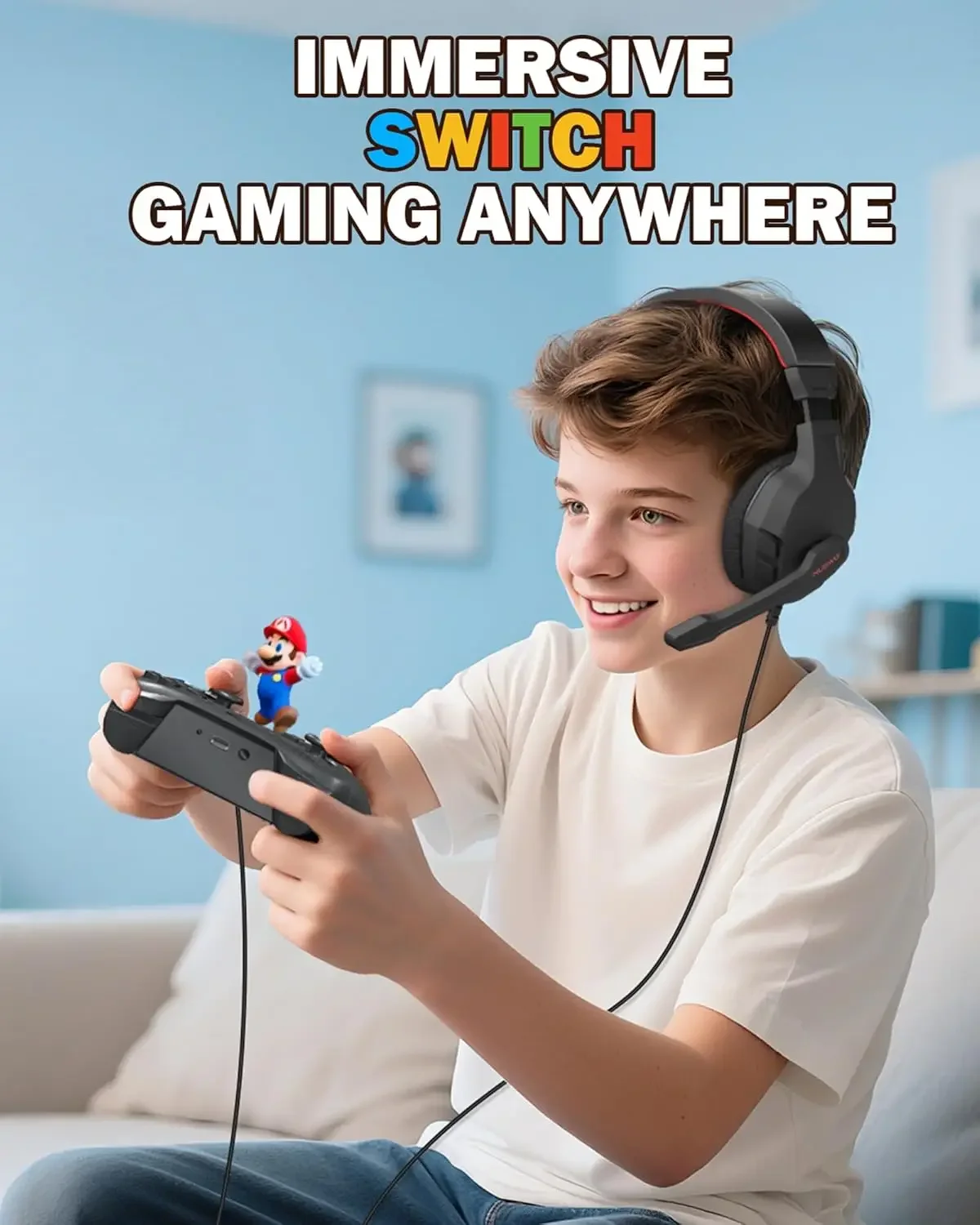 NUBWO U3 Gaming Headset with Mic Safe Volume Limited Kids Headphones for Switch 3.5mm Jack for NS,PS4,PS5,Xbox,Tablet,iPad - Image 4