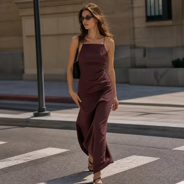 High Quality 2026 Summer New Women Fashion Linen Strap Midi Holiday Dress Casual Solid Zipper Slim Elegance Party Dresses Ladies