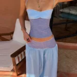 S504d952ab2a94fd9aba70282bf0b0825G.webp Chic Striped Women's Vest Pant Suits Sleeveless Slim Halter Top Wide Leg Pants Lady Set 2026 Summer Vacation 2 Piece Set Women