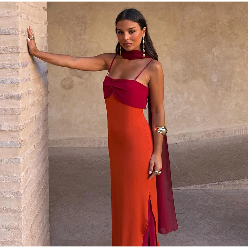 Sexy Women's Sequined Flower Long Orange Sling Dress Deep V Neck Sleeveless Backless Dresses 2026 Summer Holiday Party Robes New - Image 10