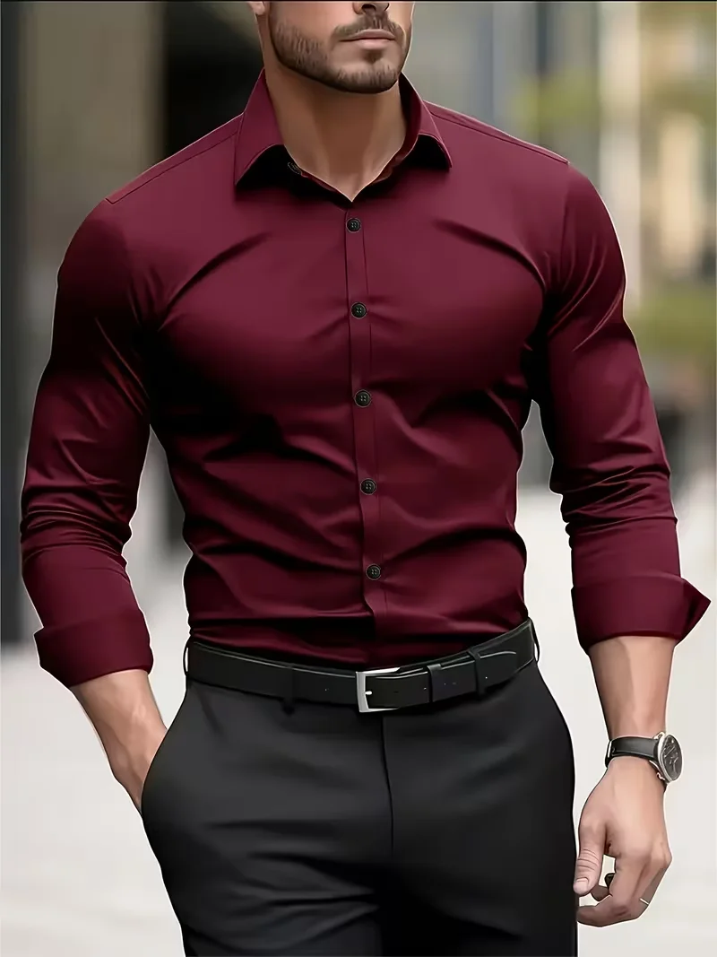 Summer New Men's Long-Sleeve Shirt Business Formal Wear Breathable Lightweight Long-Sleeved Top for Daily Work - Image 9