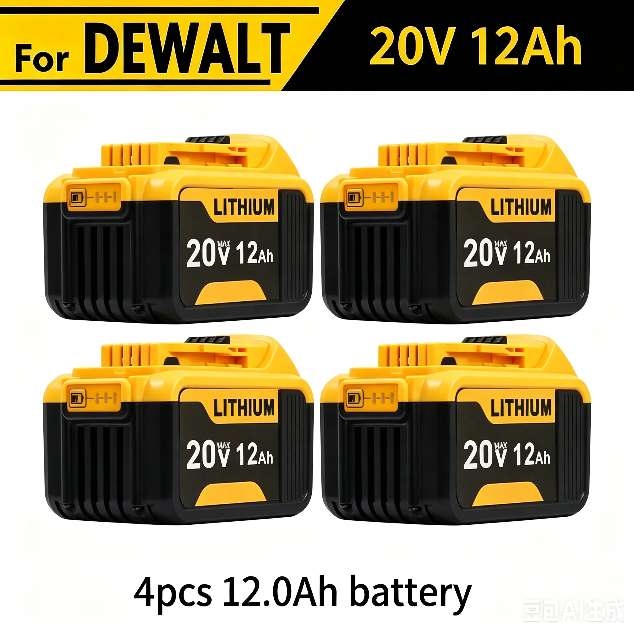 20V 12.0Ah Battery Replacement for Dewalt 20V MAX Lithium ion DCB200 DCB204 DCB205 DCB206 DCB612 Cordless Power Tool - 1/2/4 Pack Options - Image 9